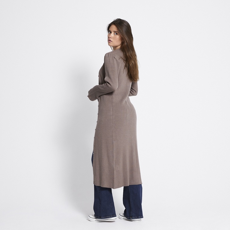 Ribbed knit cardigan dress "Mindy" Light Brown
